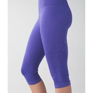 Lululemon Periwinkle Blue Stretch Knit "In the Flow" Cropped Leggings